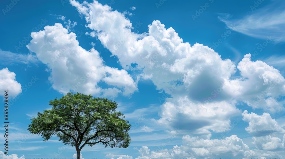 Obraz premium Tree s beauty contrasted with cloud backdrop