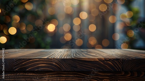 Wenge wood table against bokeh backdrop