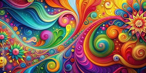 Wallpaper Mural Colorful abstract background with vibrant swirls and patterns, rainbow, vibrant, colorful, abstract, background, swirls, patterns Torontodigital.ca