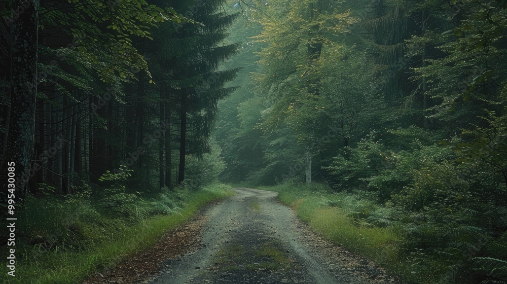 Fototapeta premium Forest road landscape picture for backgrounds and wallpapers