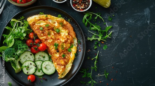 Wallpaper Mural Healthy snack menu concept with omelette vegetables and salad ingredients Torontodigital.ca