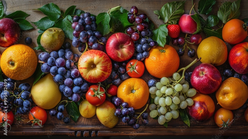 Fruits on a wooden surface Fruits on a wooden surface