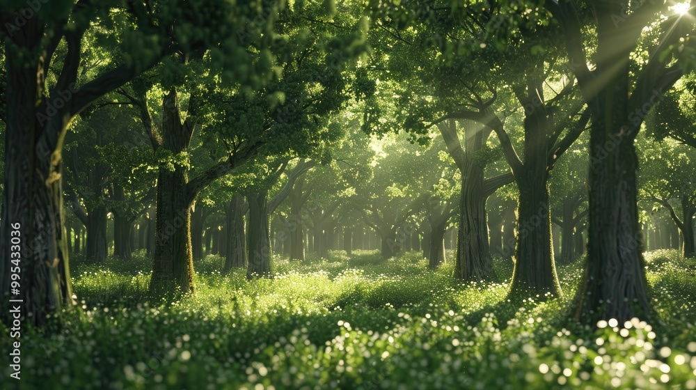 Fototapeta premium Forest s shady trees