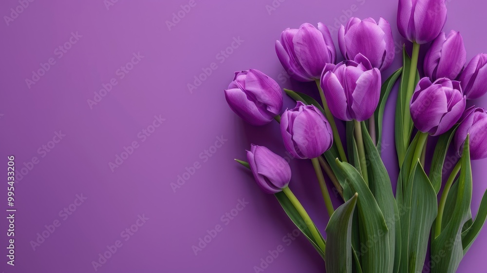 Versatile Purple Tulip Bouquet for Women s Day and Mother s Day Celebration with Copy Space Versatile Purple Tulip Bouquet for Women s Day and Mother s Day Celebration with Copy Space