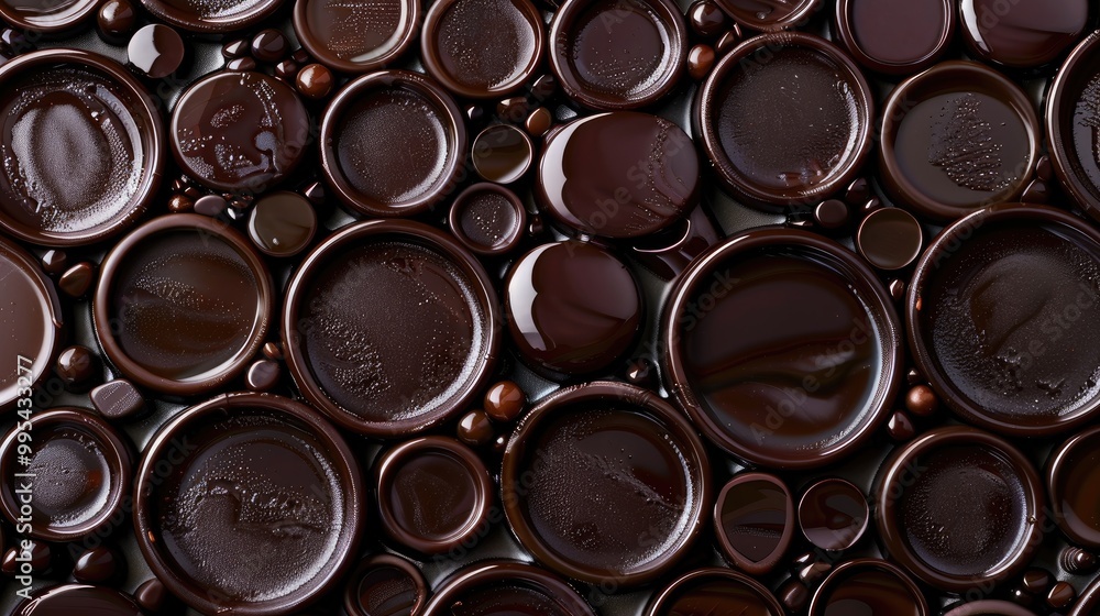 Frame made of circles filled with chocolate syrup Frame made of circles filled with chocolate syrup