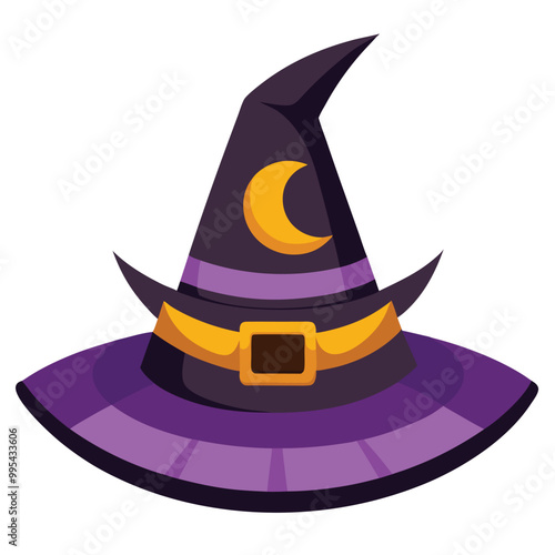 Halloween witch hat vector illustration isolated on a white background