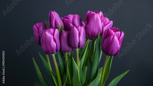 Versatile Purple Tulip Bouquet for Women s Day and Mother s Day Celebration with Copy Space