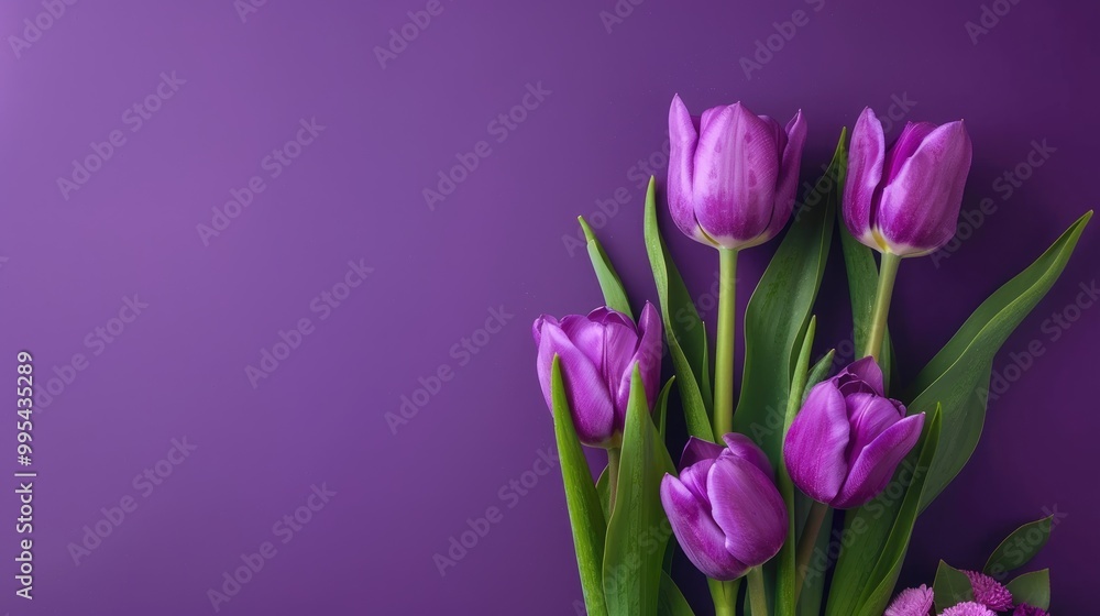 Versatile Purple Tulip Bouquet for Women s Day and Mother s Day Celebration with Copy Space Versatile Purple Tulip Bouquet for Women s Day and Mother s Day Celebration with Copy Space