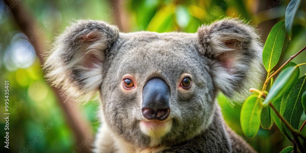 Close-up shot of a koala in the lush forest habitat , wildlife, Australia, eucalyptus, nature, cuddly Close-up shot of a koala in the lush forest habitat , wildlife, Australia, eucalyptus, nature, cuddly