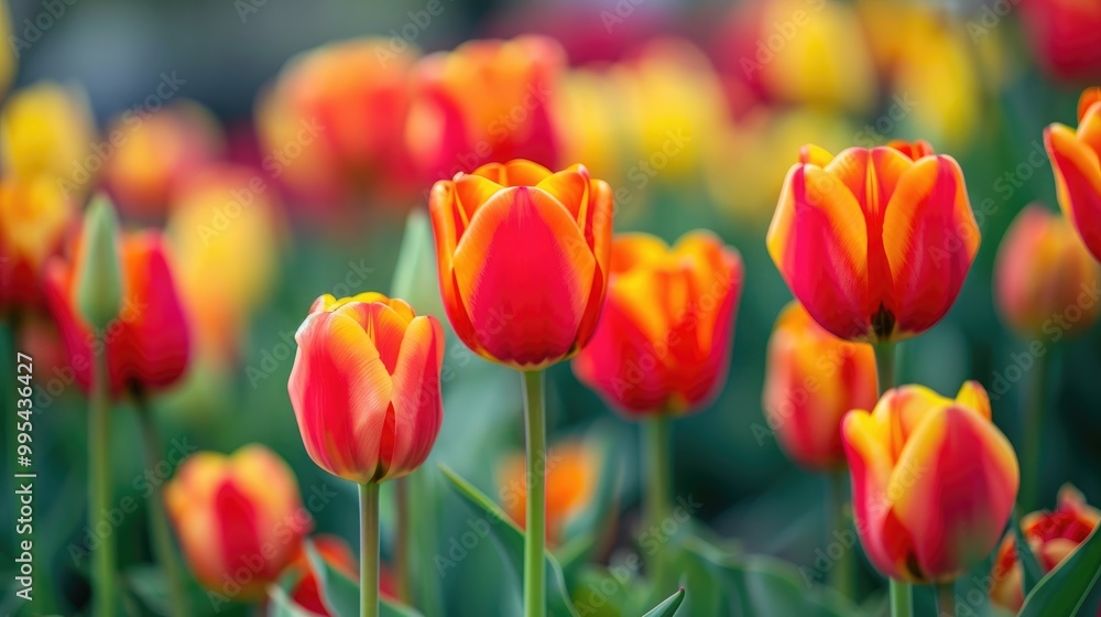 Vivid background of red and yellow tulips in spring Vivid background of red and yellow tulips in spring