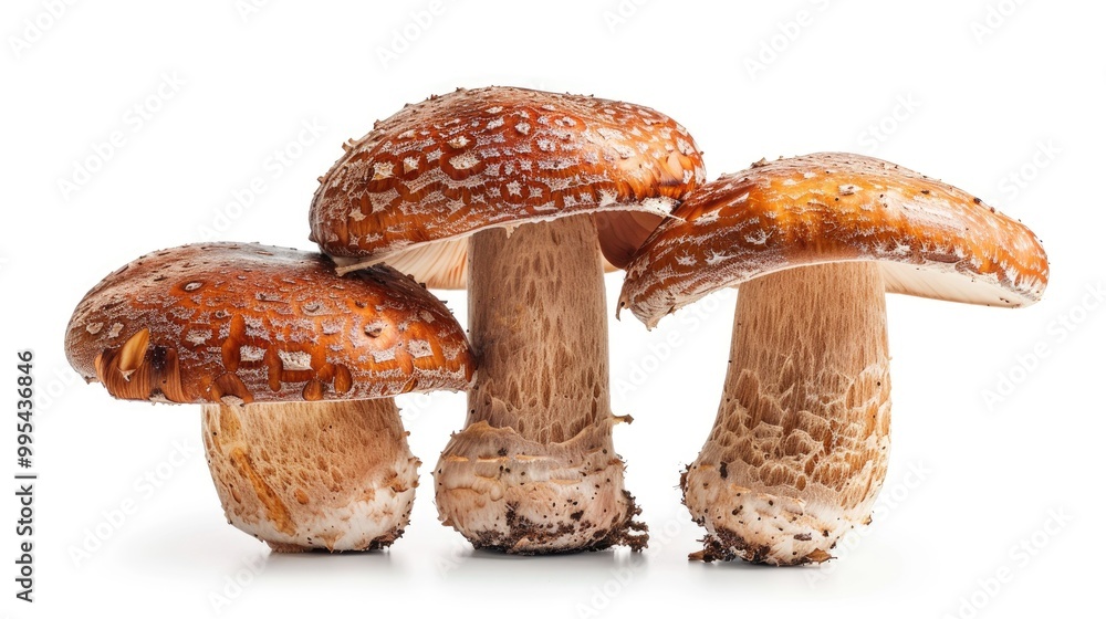 Fresh mushrooms isolated on white background