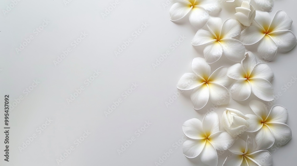 White frangipani on a white backdrop White frangipani on a white backdrop