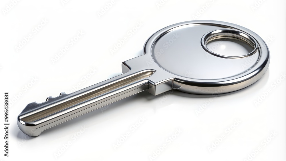 Chrome plated key with ring and flat head, key, chrome, plated, ring, flat, head, metal, shiny, object, tool, security, access Chrome plated key with ring and flat head, key, chrome, plated, ring, flat, head, metal, shiny, object, tool, security, access