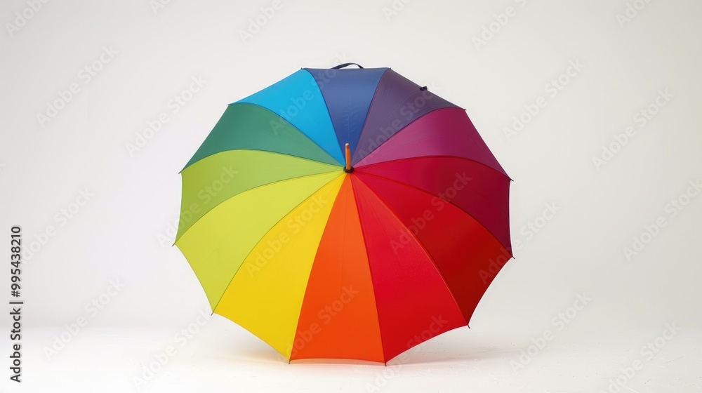 Vibrant umbrella against a white backdrop Vibrant umbrella against a white backdrop