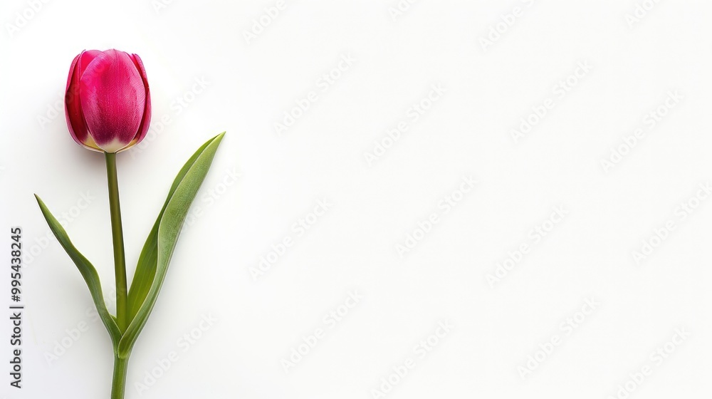 Vibrant spring pink tulip on white background with text space Vibrant spring pink tulip on white background with text space