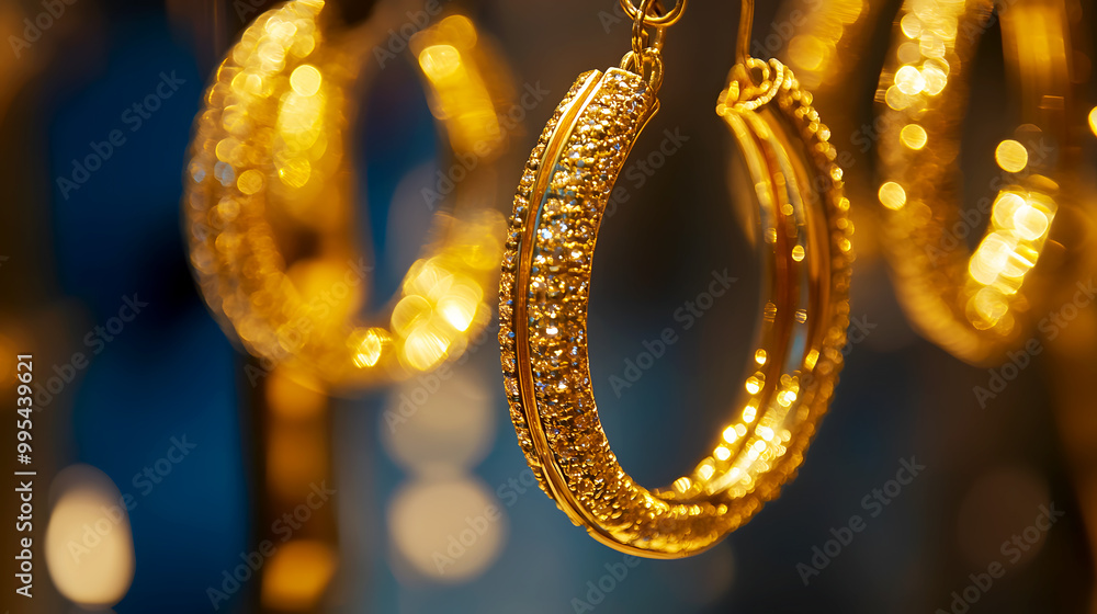 Shining Gold Hoop Earrings in Soft Studio Lighting Shining Gold Hoop Earrings in Soft Studio Lighting