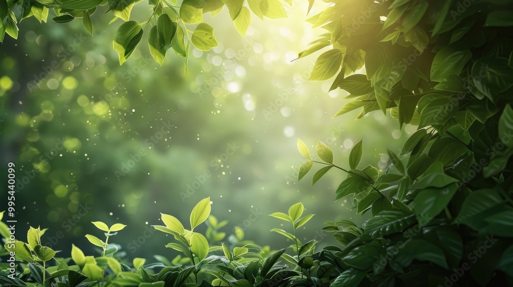 Green forest foliage on a summer backdrop Green forest foliage on a summer backdrop