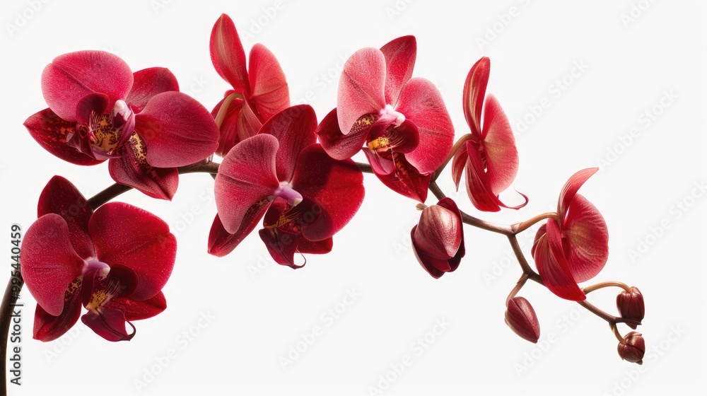 Fototapeta premium Stunning red orchid on white background
