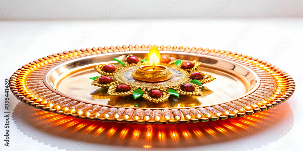 Futuristic 3D Macro Shot of Bhai Dooj Tika Plate - Intricate Design with Glowing Elements, Modern Meets Traditional Fusion, Isolated on White Background Futuristic 3D Macro Shot of Bhai Dooj Tika Plate - Intricate Design with Glowing Elements, Modern Meets Traditional Fusion, Isolated on White Background