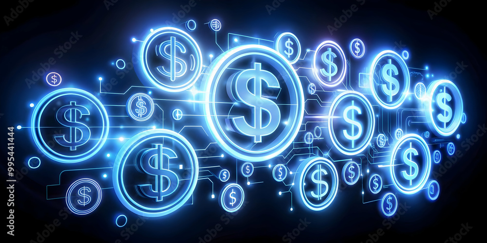 3D Glowing Abstract Cash Acquisition with Digital Assets Icons - Modern Financial Transaction Design for Business Marketing on Isolated White Background 3D Glowing Abstract Cash Acquisition with Digital Assets Icons - Modern Financial Transaction Design for Business Marketing on Isolated White Background