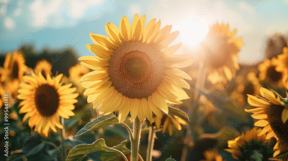 Obraz premium Sunflowers shining in the summer
