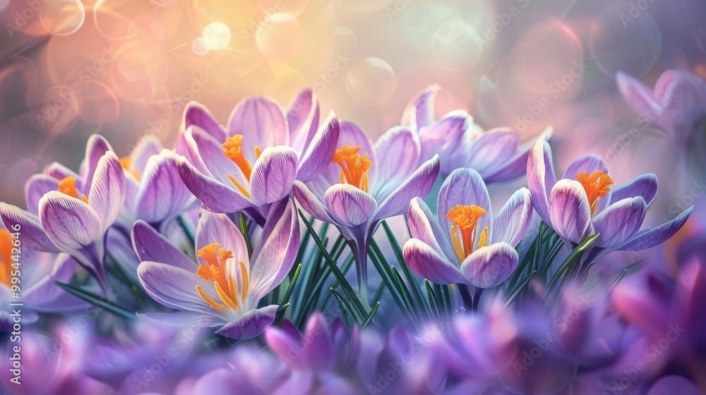 Flowering crocuses Flowering crocuses