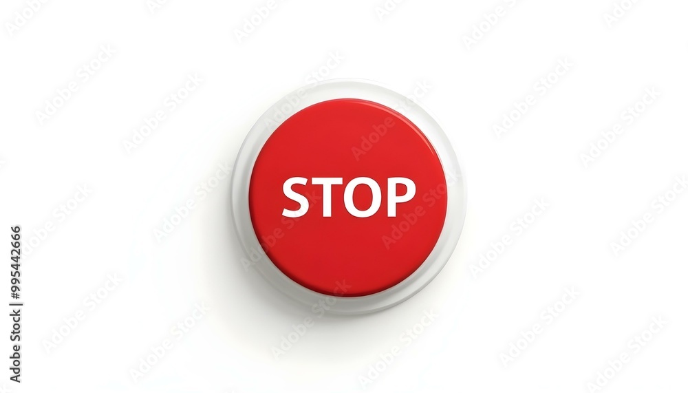 Red stop button isolated on a white background Red stop button isolated on a white background