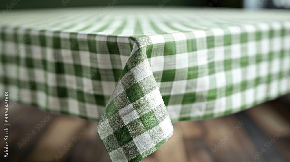 Fototapeta premium Tablecloth with green and white check pattern