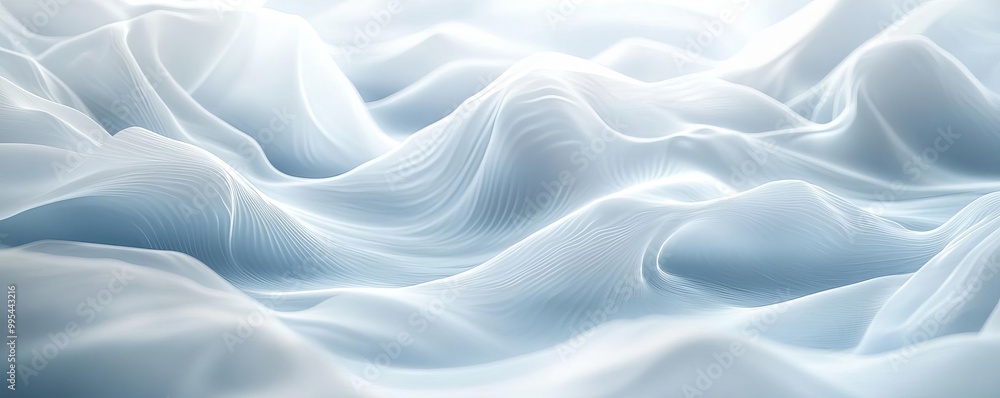 Abstract white waves flowing gently across the frame, creating a serene minimalistic design with a simple layout and modern style Abstract white waves flowing gently across the frame, creating a serene minimalistic design with a simple layout and modern style
