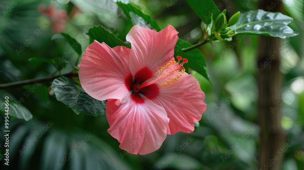 Hibiscus rosa sinensis with fuchsia and red center Hibiscus rosa sinensis with fuchsia and red center