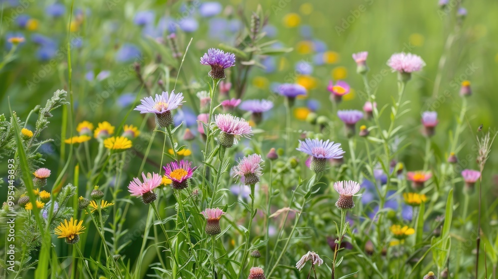 Summer wildflowers Erigeron annuus bloom in the meadow Summer wildflowers Erigeron annuus bloom in the meadow