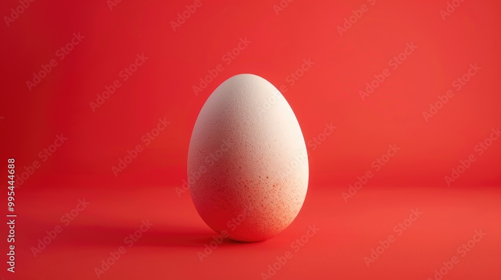 Egg isolated on red background with close up view Egg isolated on red background with close up view