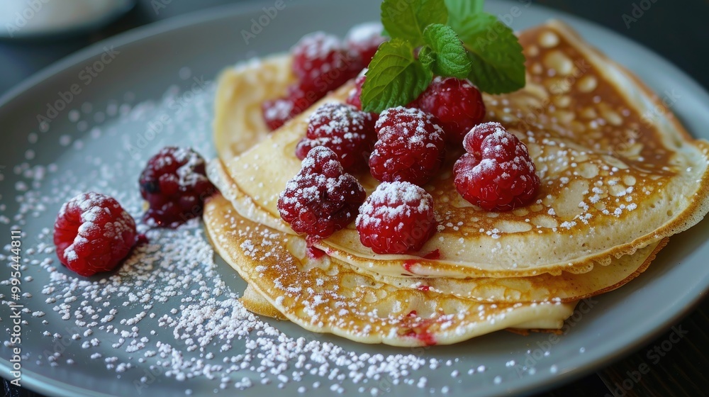 Traditional English Pancakes with Berries for Shrove Tuesday Traditional English Pancakes with Berries for Shrove Tuesday