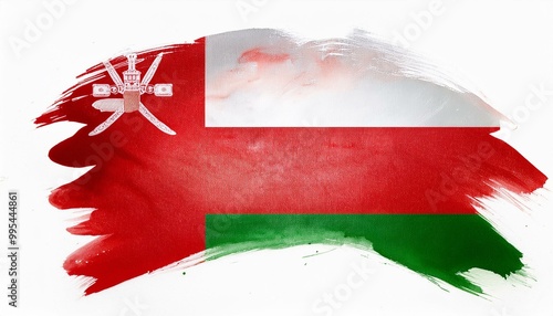 水彩画のオマーンの国旗(Watercolor Oman flag.)
