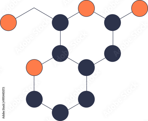 A stylized hormone molecule with interconnected nodes and lines, representing molecular structure and chemical bonds.