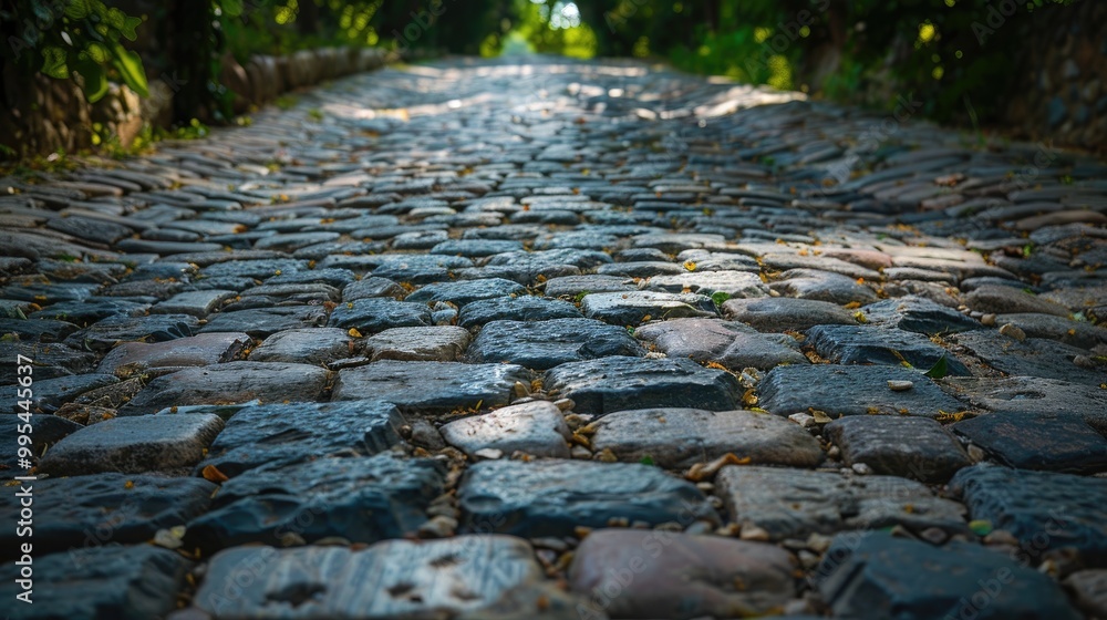 Naklejka premium Stone road in the backdrop