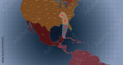 Hurricane Helene expected path way. Hurricane Helene approaching on the Gulf of Mexico.