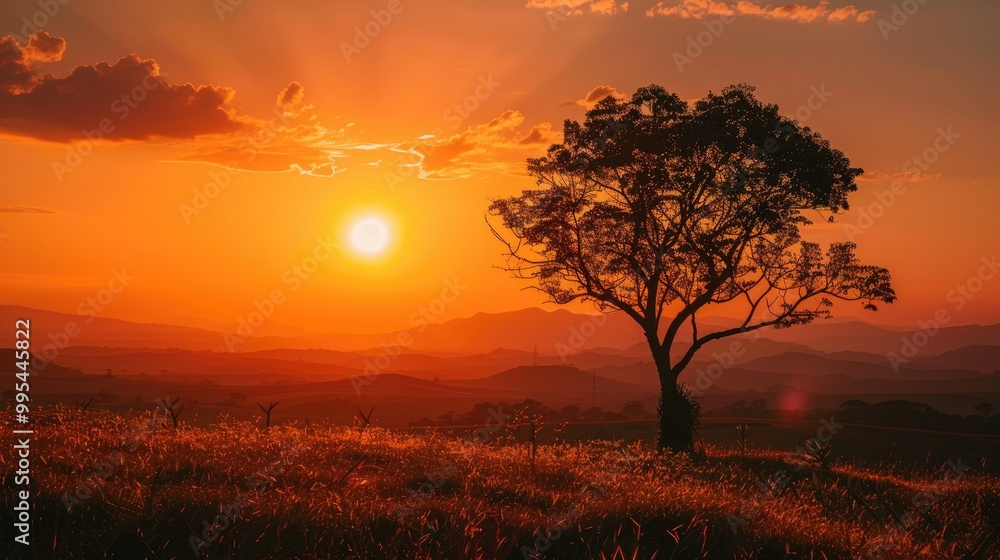 Sunset photo featuring an orange sky as the backdrop Sunset photo featuring an orange sky as the backdrop