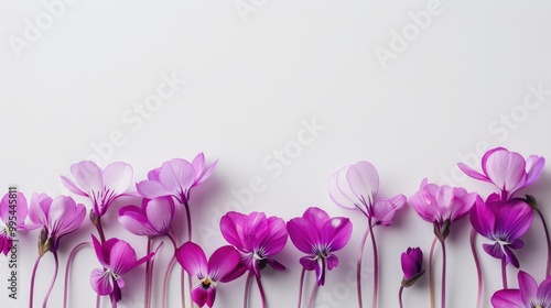 Cyclamen flowers in violet shade against white backdrop