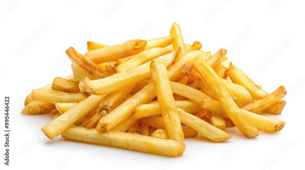 Fries in high resolution image on white background with blurred edges Fries in high resolution image on white background with blurred edges
