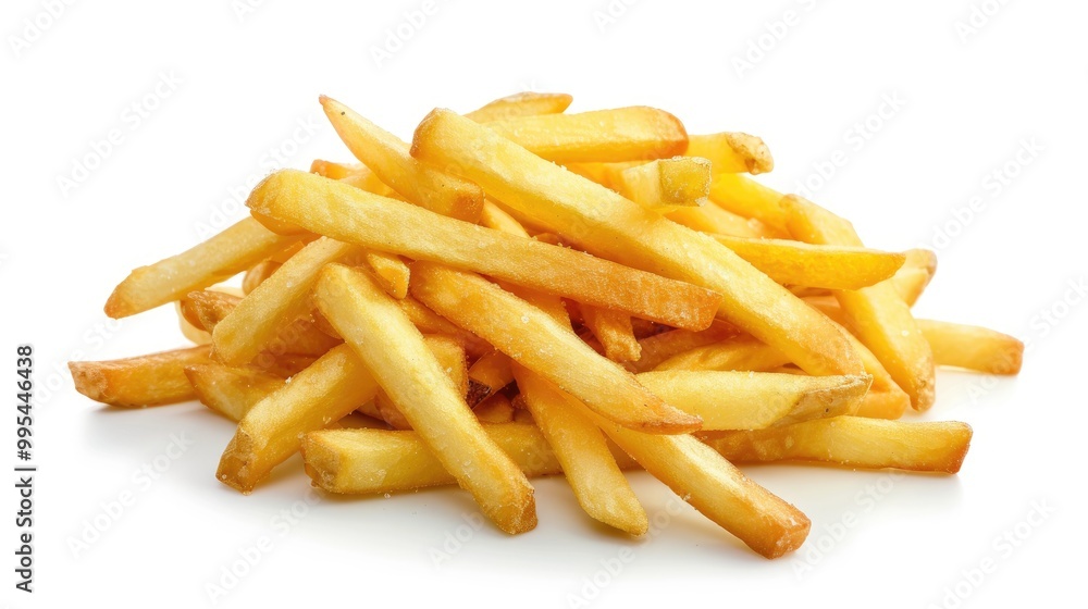 Fries in high resolution image on white background with blurred edges Fries in high resolution image on white background with blurred edges