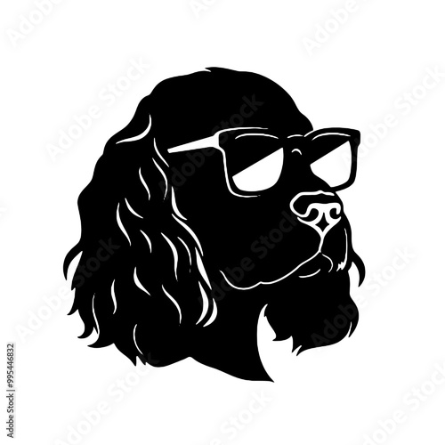 Cocker Spaniel Wearing Cool Shades Silhouette Vector Illustration