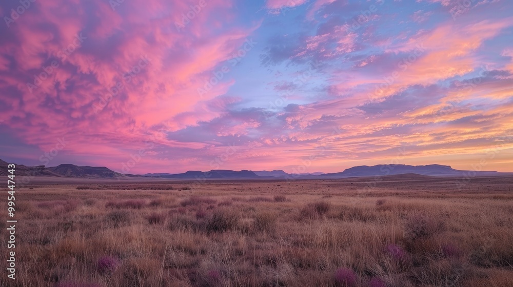 Sunset with Pink and Purple Cirrus Clouds in a Natural Dawn Scene Sunset with Pink and Purple Cirrus Clouds in a Natural Dawn Scene