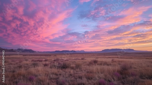 Sunset with Pink and Purple Cirrus Clouds in a Natural Dawn Scene