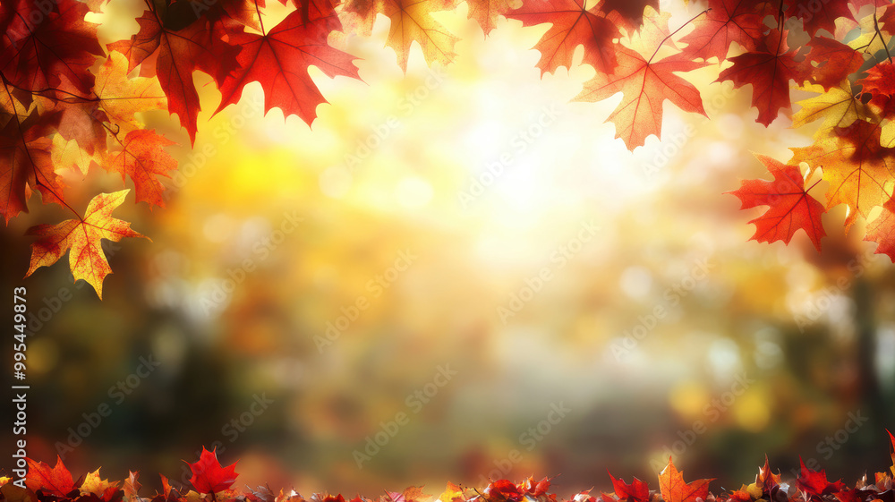 Blurred sunlight with autumn maple leaves Blurred sunlight with autumn maple leaves