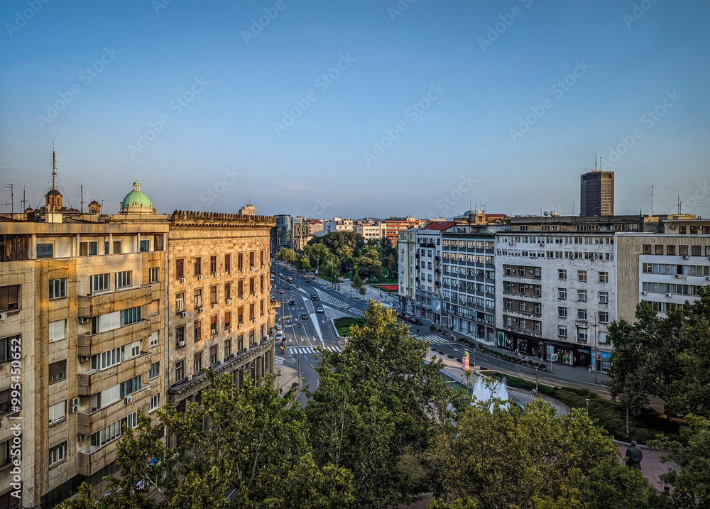 Naklejka premium Panoramic photo of Belgrade rooftops