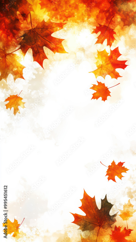 Warm fall light and red maple leaves background Warm fall light and red maple leaves background