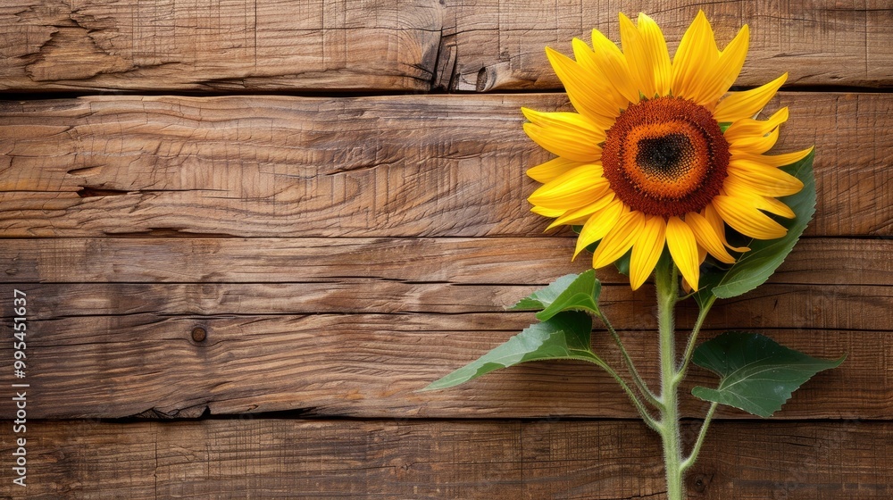 Obraz premium Sunflower on wood background