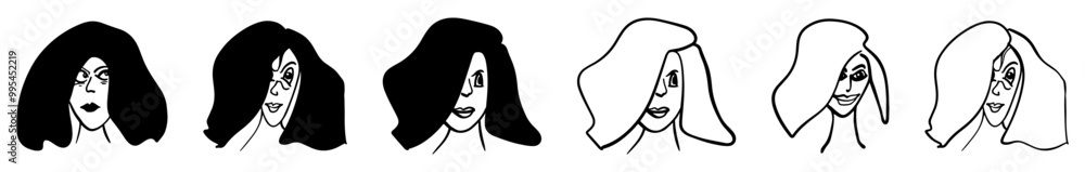girl face vector silhouette girl face vector silhouette