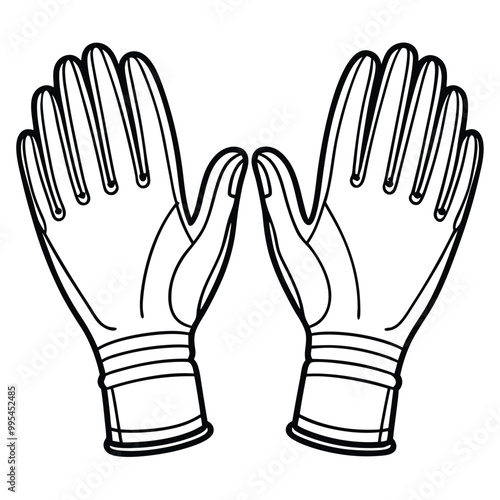 Medical Latex Glove vector line art